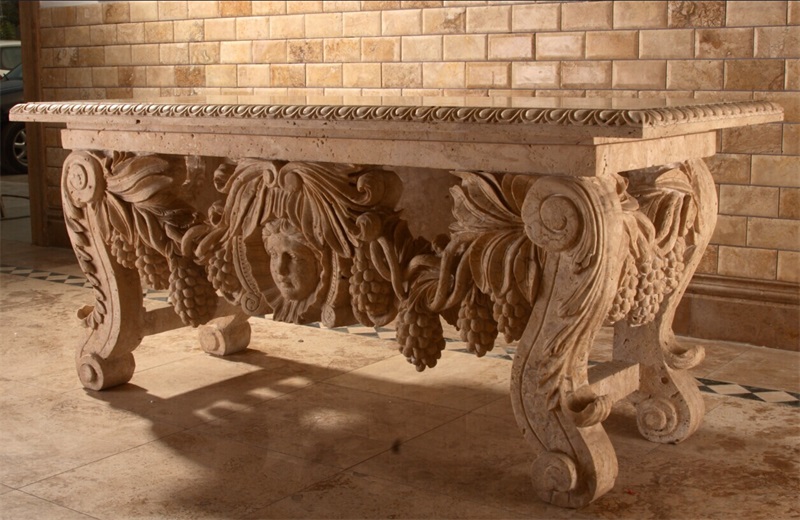 重庆洞石雕刻桌子